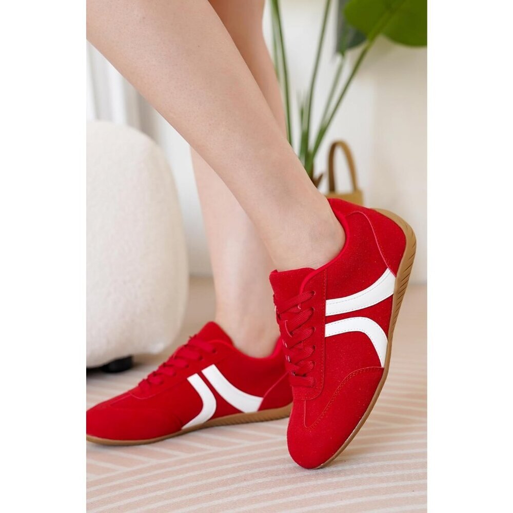 Women's Red Casual Project Cloud Barefoot Shoes Memory Foam Lace-Up Sneakers - Picture 5 of 5